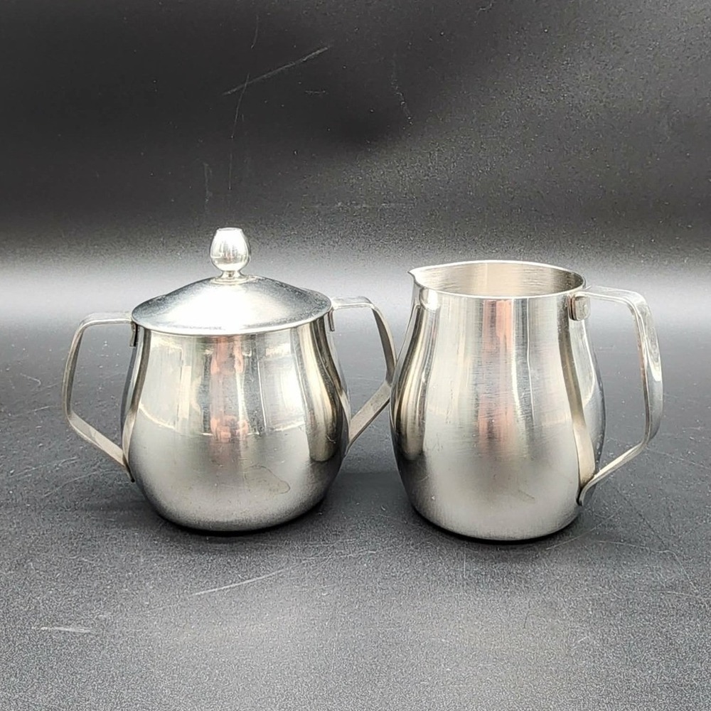 Reed & Barton Stainless Steel Sugar‎ and Creamer Set Silver MSM